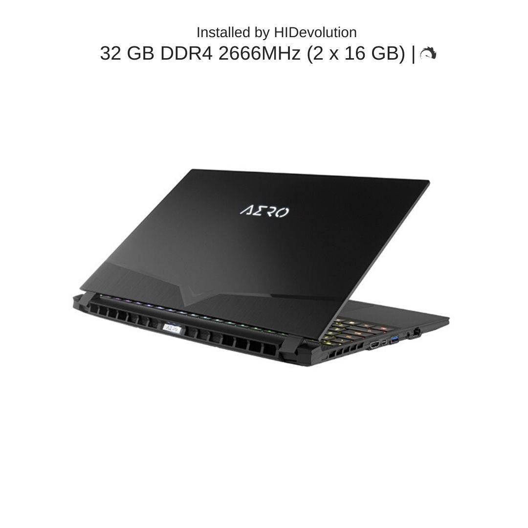 HIDevolution Gigabyte AERO 15 OLED XB-8US51B0SP 15.6" UHD AMOLED | 2.3 GHz i7-10875H, RTX 2070 Super Max-Q, 16 GB 2666MHz RAM, 512 GB PCIe SSD | Authorized Performance Upgrades & Warranty