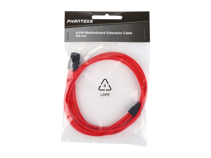 Phanteks PH-CB4P_RD 1.64 ft. (0.50 m) 4 Pin M/B Premium Sleeved Extension Cable