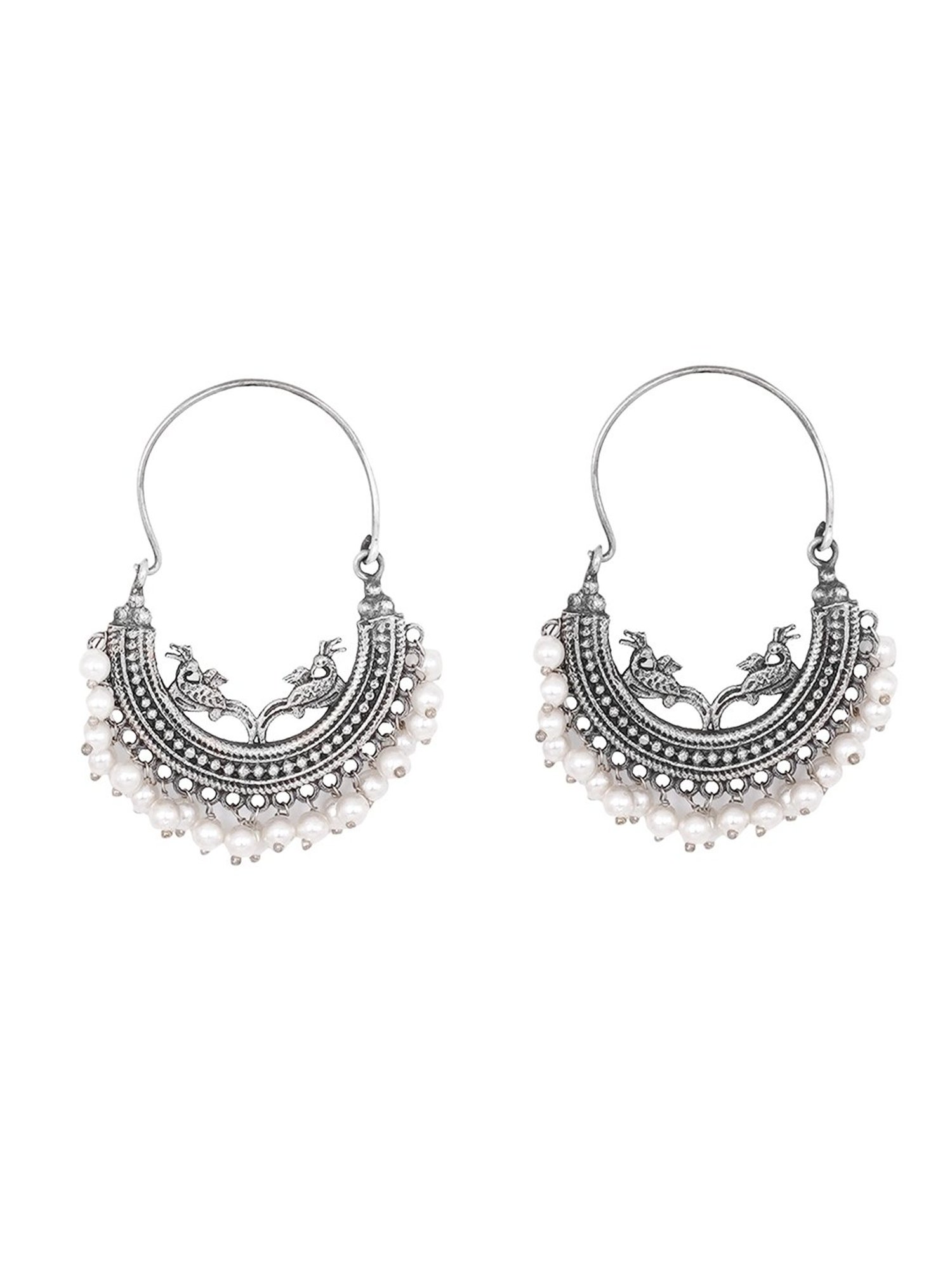 Teejh Ethnic Sumeda Silver Oxidized Hoop Hoop Earrings