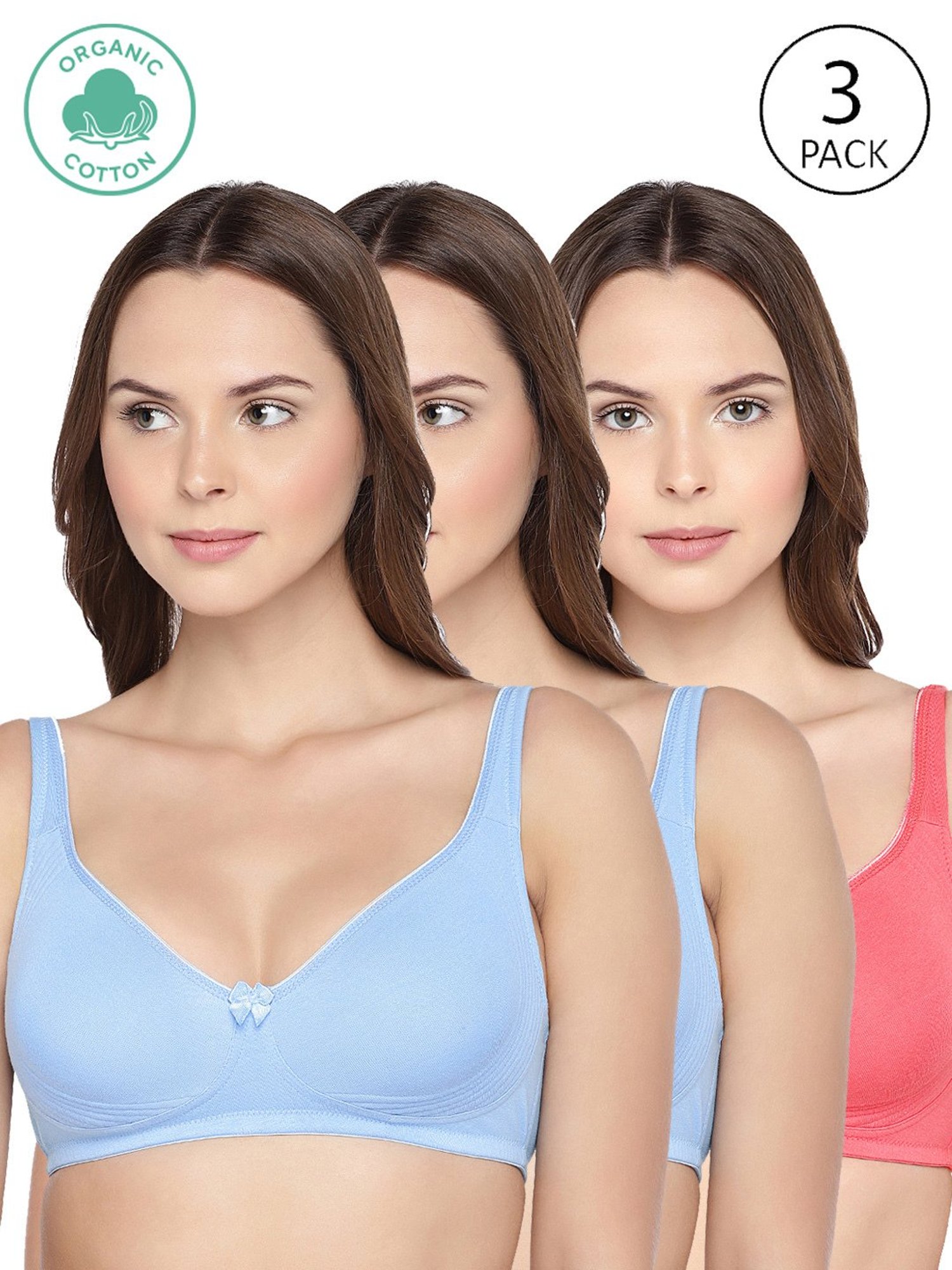 Inner Sense Blue & Pink Full Coverage Bra - Pack of 3