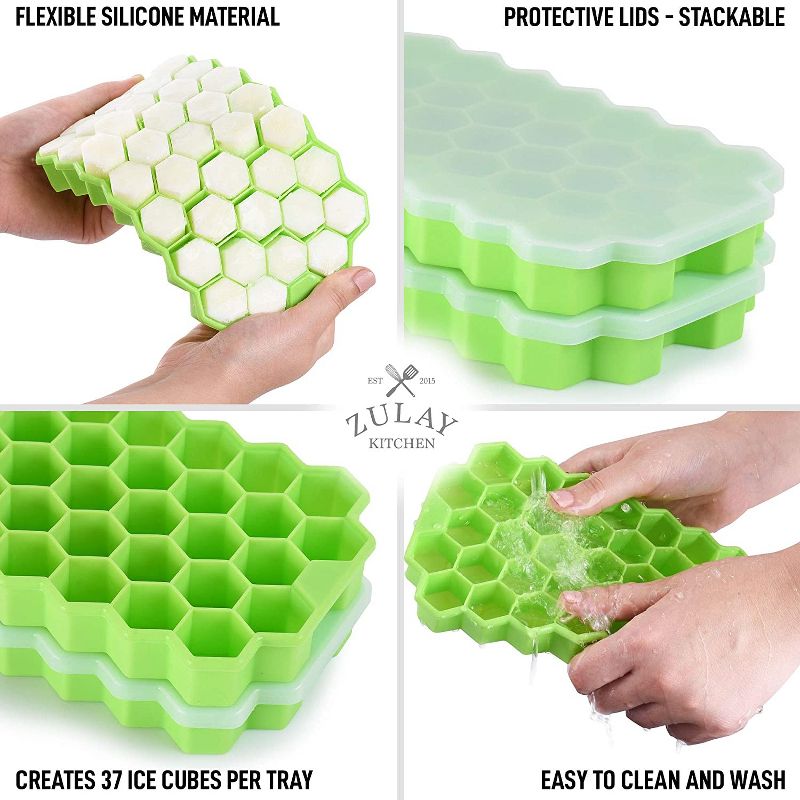 Zulay Kitchen Honeycomb Icecube Tray, 2 pack - Green