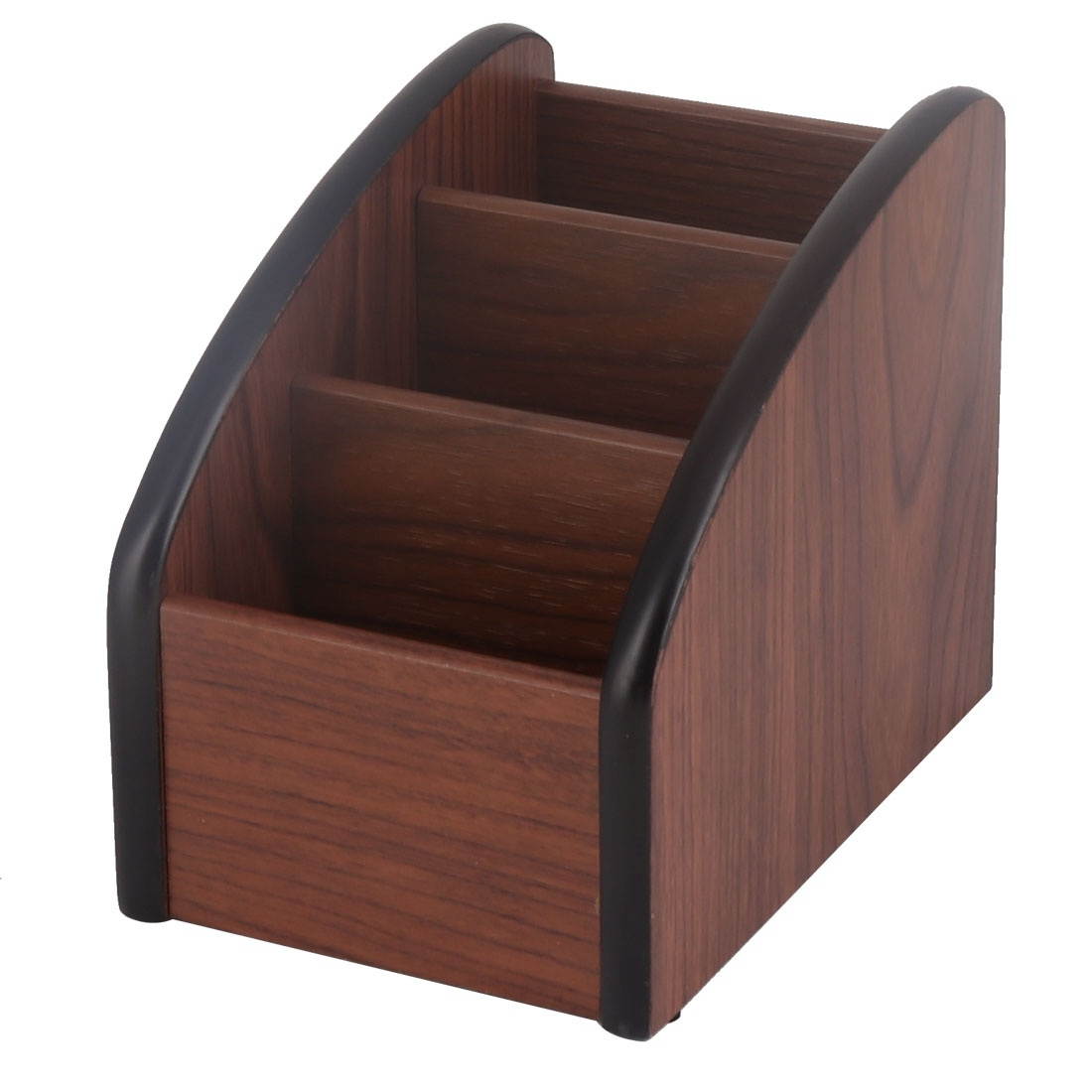 Home Office Desktop Wooden Trapezium Design Storage Romote Control Pen Holder