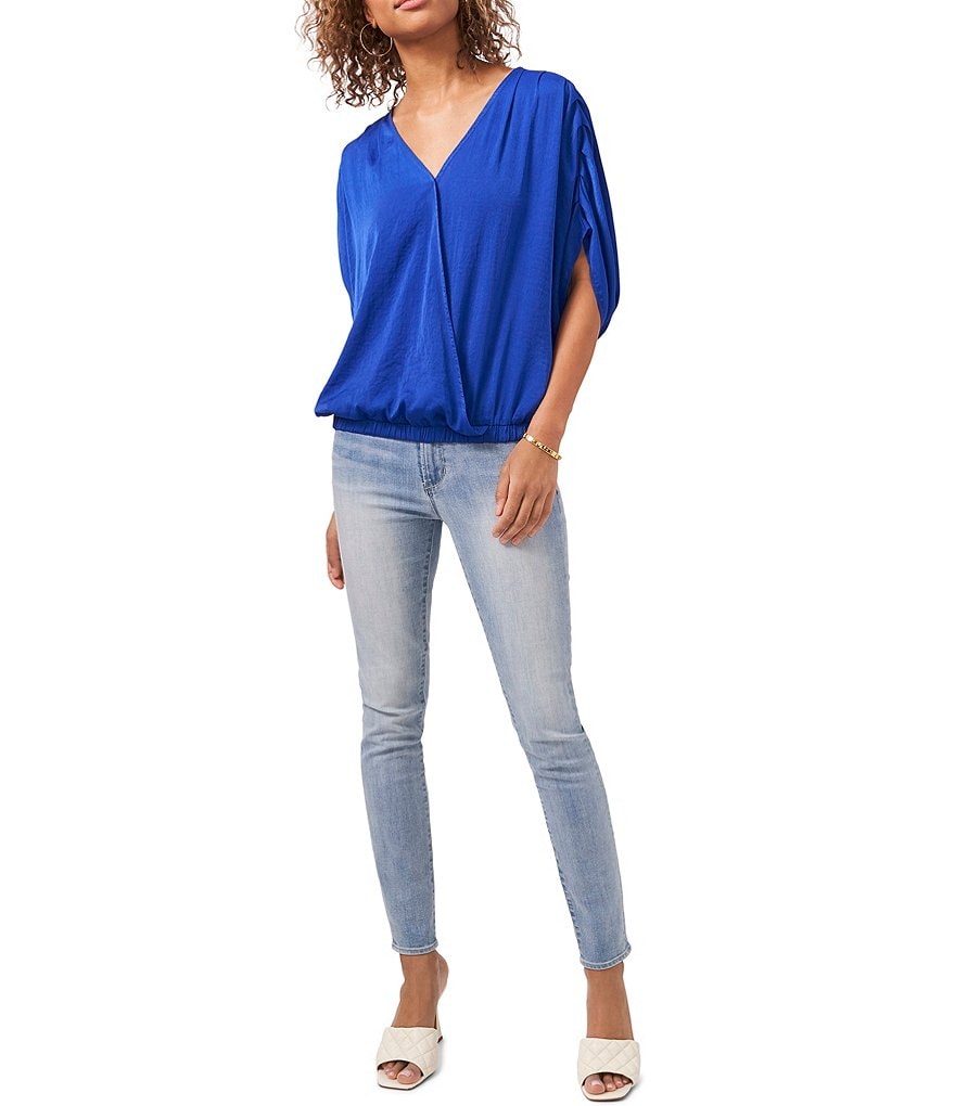 Vince Camuto Dolman Sleeve Foldover Front Rumple Blouse