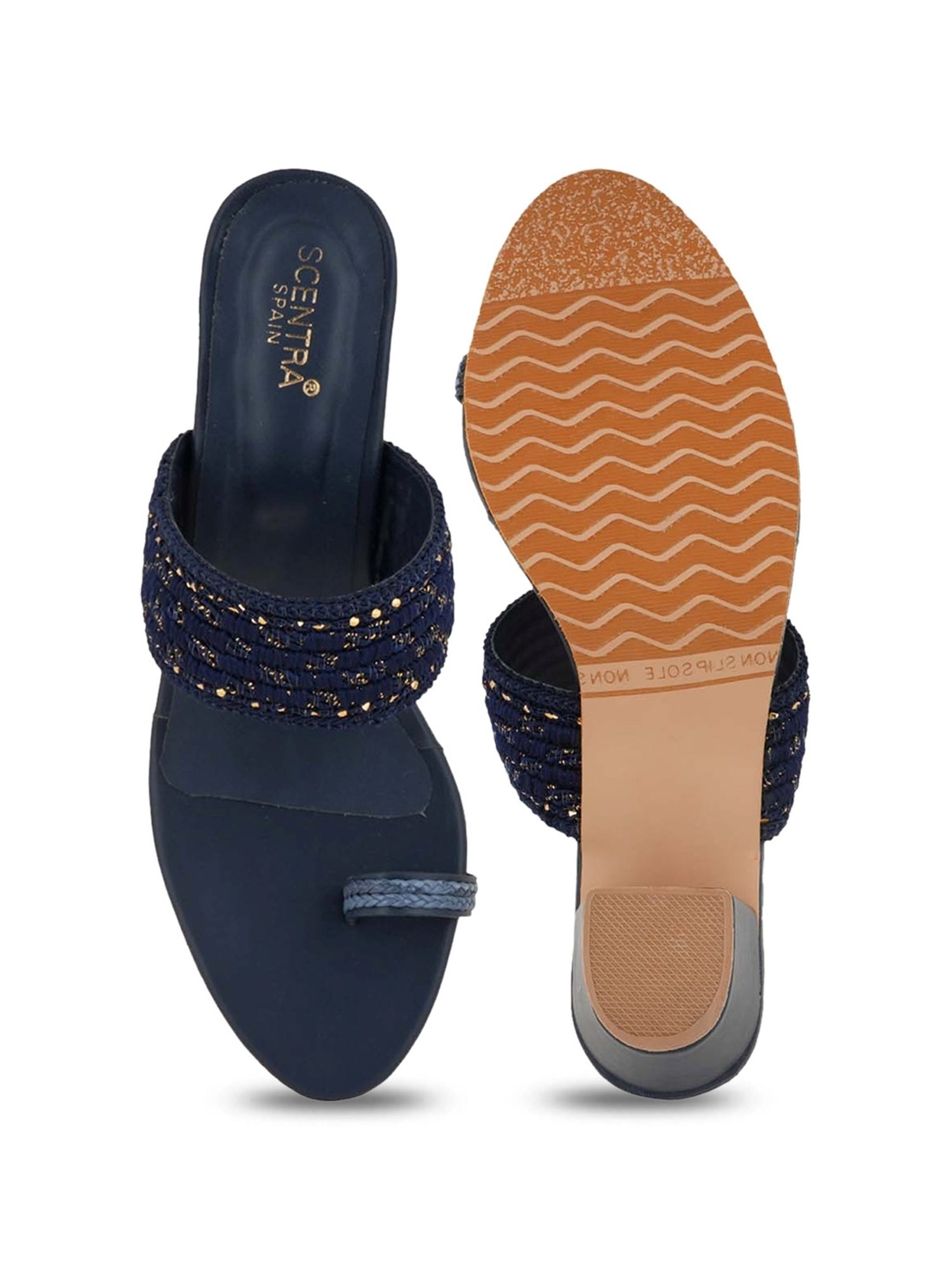 Scentra Women's Navy Toe Ring Sandals