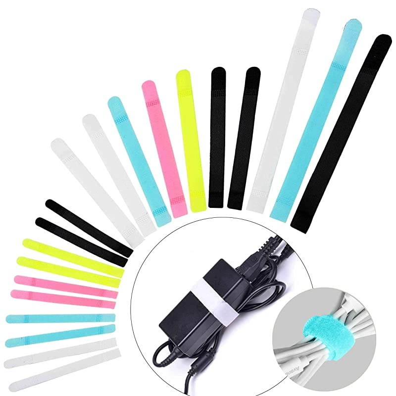 Pack of 50 Reusable Cord Organizer Keeper Holder Fastening Cable Ties Straps for Earbud Headphones Phones Wire Wrap Management Assorted 3 Size and 5 Color