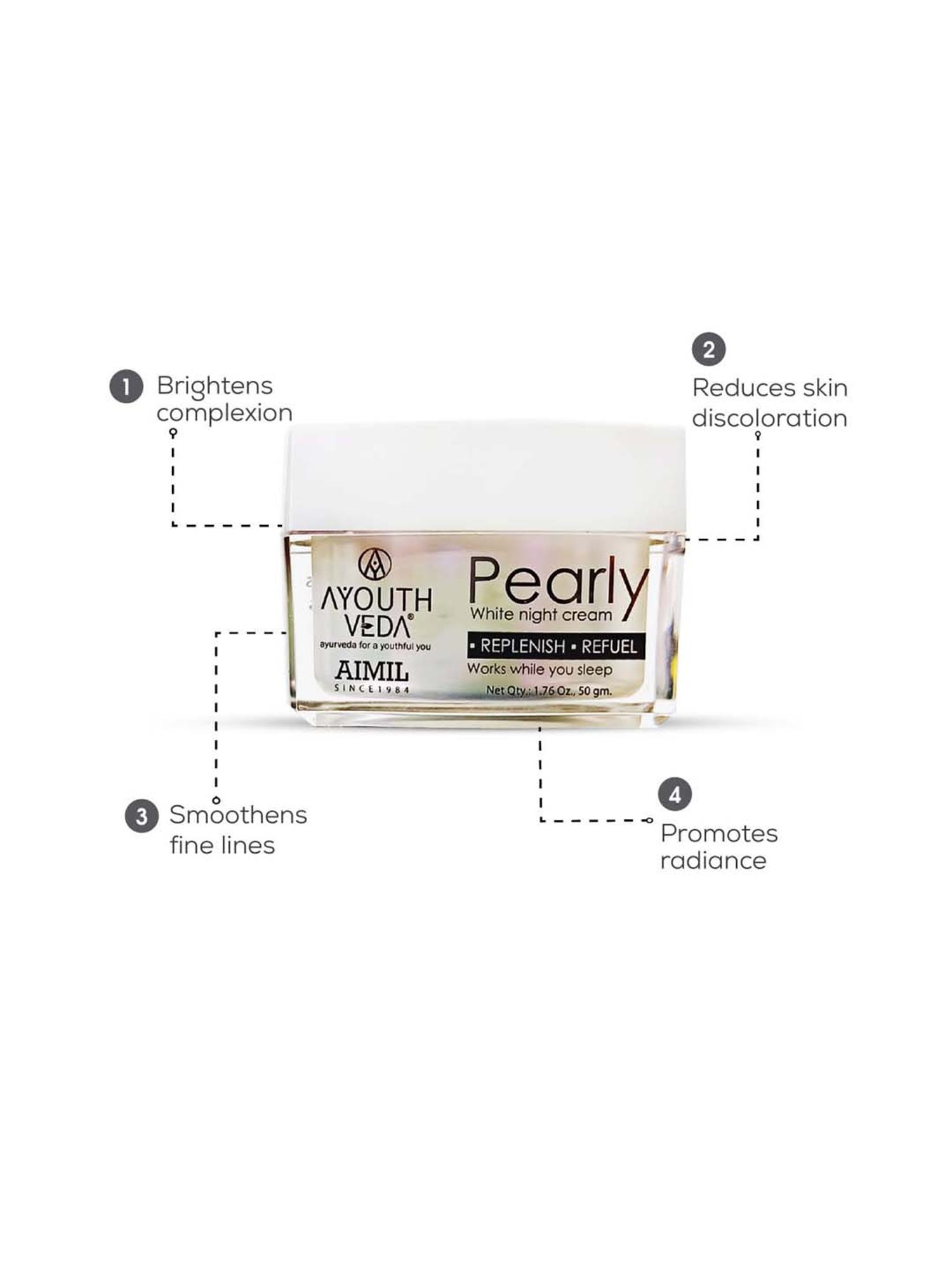 AyouthVeda Pearly White Night Cream - 50 gm