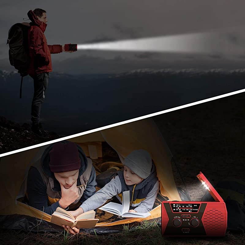 2020 Upgraded Version  Emergency Solar Hand Crank Radio 2000mAh Power Bank NOAA Weather Radio for Emergency with AMFM LED Flashlight Reading LampSOS Alarm