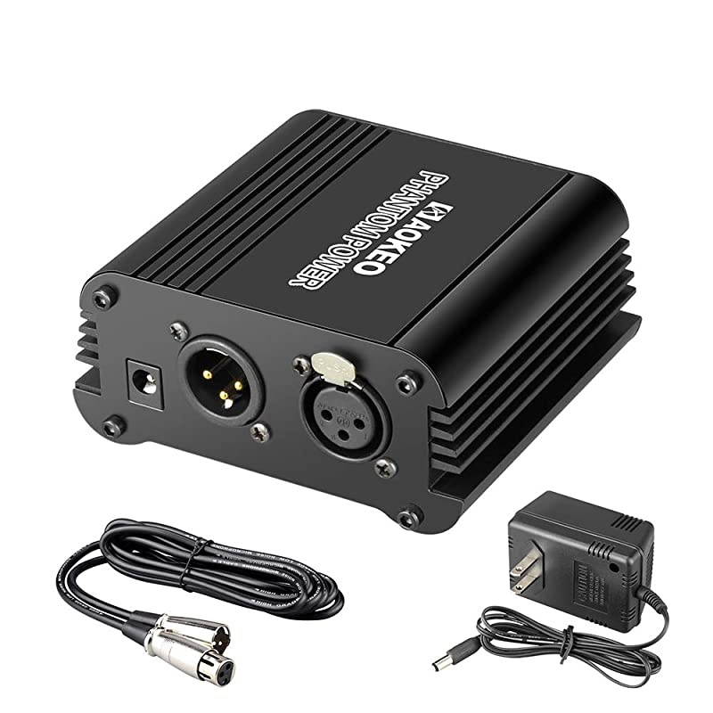 48V Phantom Power Supply Powered by USB Plug in Included with 8 feet USB Cable Bonus + XLR 3 Pin Microphone Cable for Any Condenser Microphone Music Recording Equipment