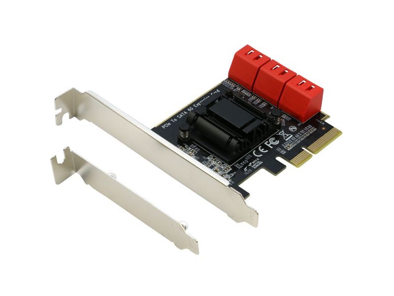 6 Ports SATA iii Controller Expansion Card with Low Profile Bracket, ASM1166 Chipset Support AHCI, SPAN, NCQ, Software RAID 0,1, for Windows 7 8 10