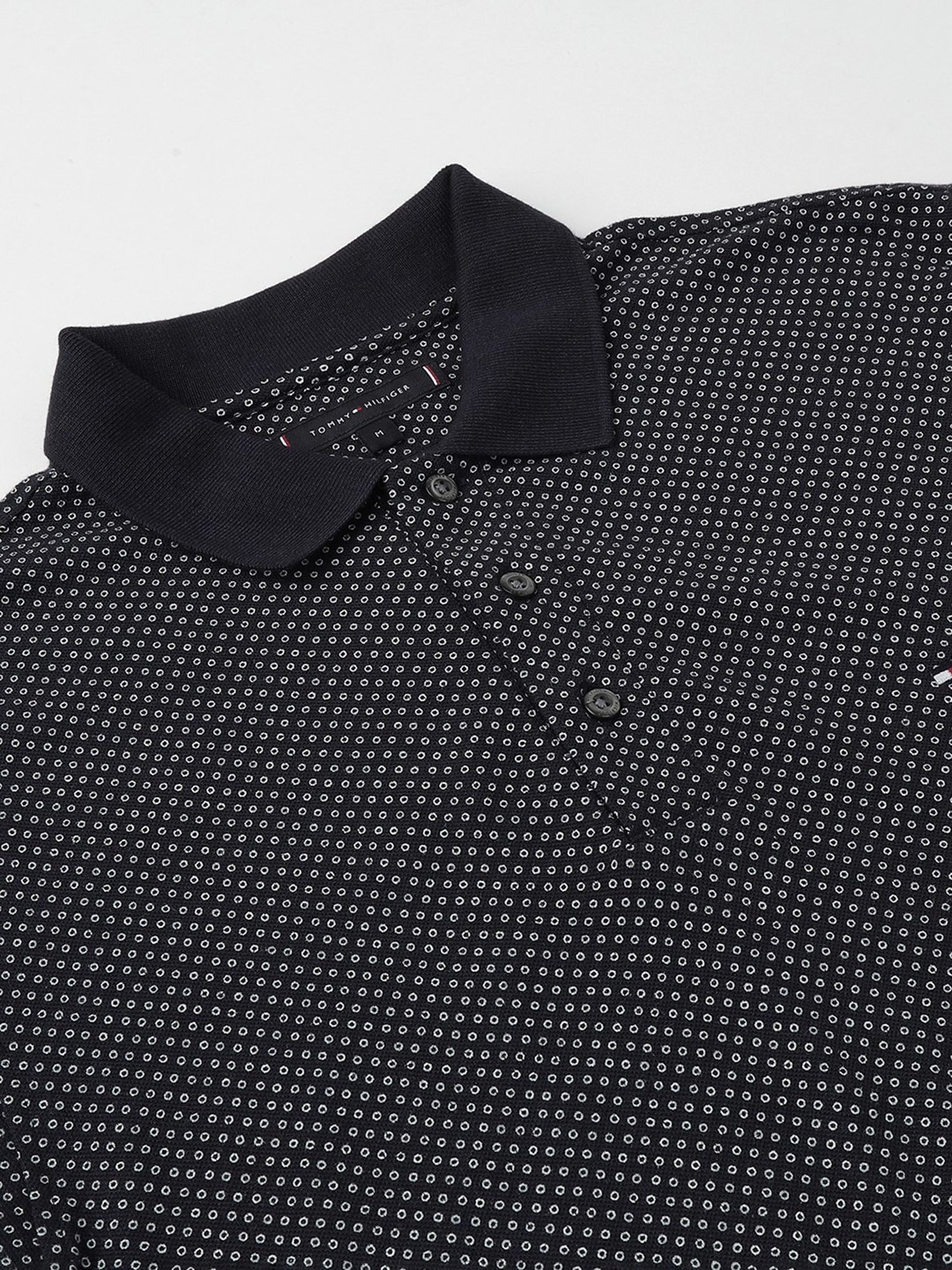 Tommy Hilfiger Desert Sky Melange & Ecru Cotton Regular Fit Graphic Polo T-Shirt