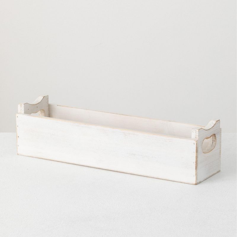 Sullivans Wooden Table Container 4"H Off-White