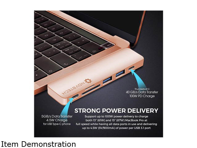 NOV8Tech USB C Hub Docking Station for MacBook Pro 2019-16 and MacBook Air 2019-18 7 in 2, 4K HDMI, Thunderbolt 3 100W PD Charger 40GBps Data, 2xUSB 3.0, USB 3.1 C 5GBps, SD/MicroSD Card Reader 7 in 1
