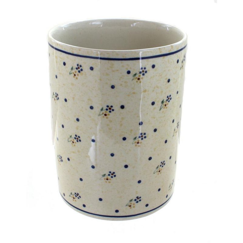 Blue Rose Polish Pottery Country Meadow Utensil Jar