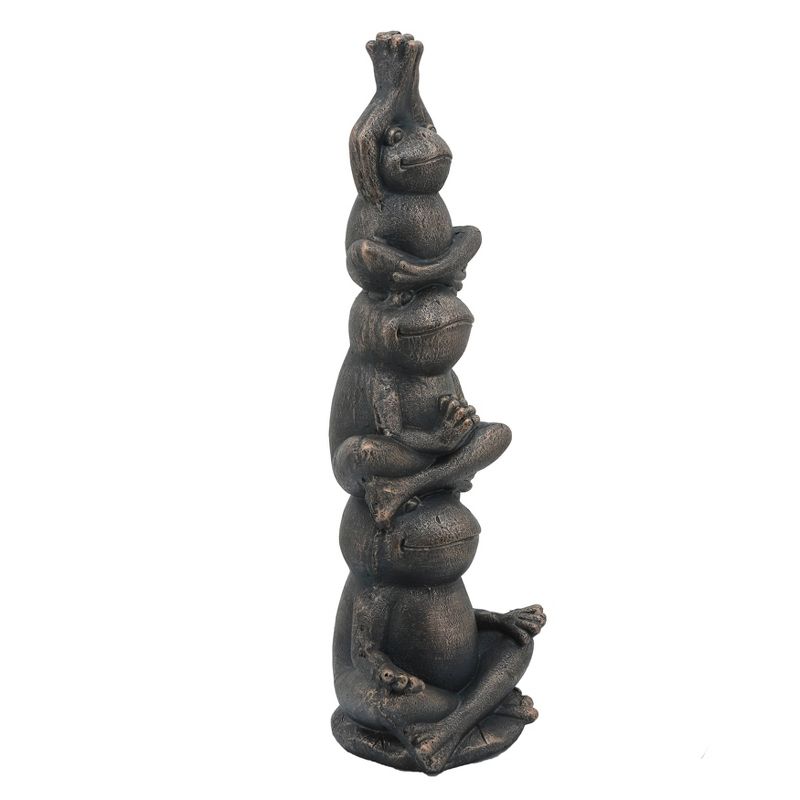 24" Resin Stacking Yoga Frogs Figurine Black - Sagebrook Home