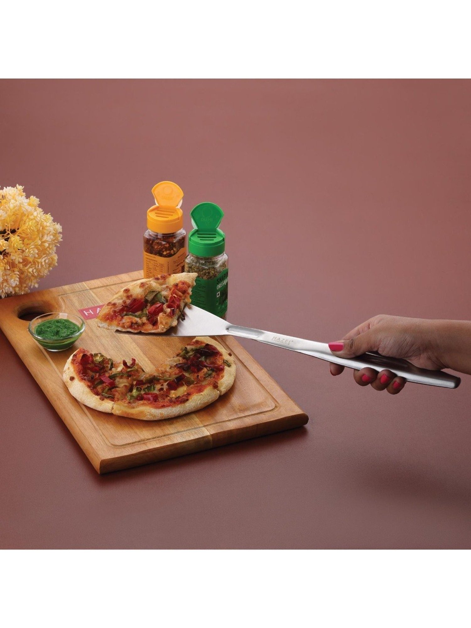 HAZEL Silver Stainless Steel Spatula with Beveled Edge