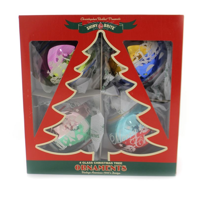 Shiny Brite 4.0" Cc 4 Count Signature Flocked Christmas Confetti  -  Ornament Sets