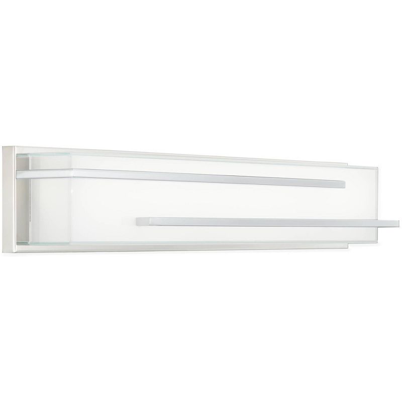 Possini Euro Design Modern Wall Light LED Chrome Hardwired 26 1/4" Wide Light Bar Fixture White Glass for Bathroom Vanity