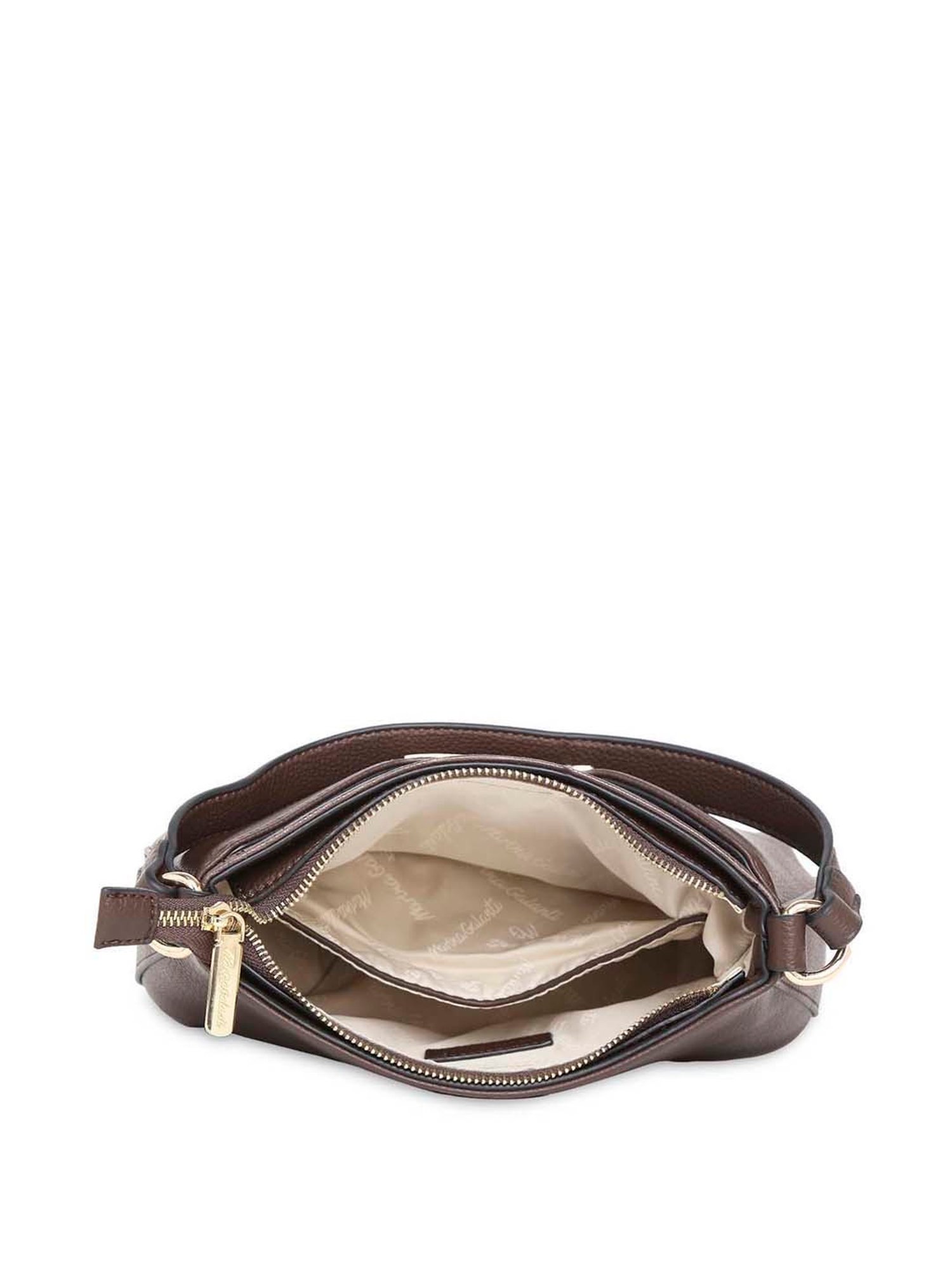 Marina Galanti Brown Textured Medium Baguette Bag