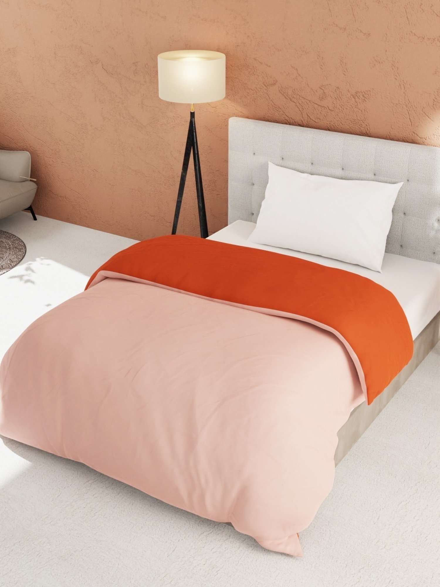 Bianca Ultra Soft Rust & Orange 152 TC Micro Fabric Single Reversible Comforter For All Weather