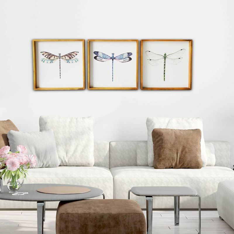 (Set of 3) 20" x 20" Dragonflies Wood Framed Wall Canvas - Gallery 57