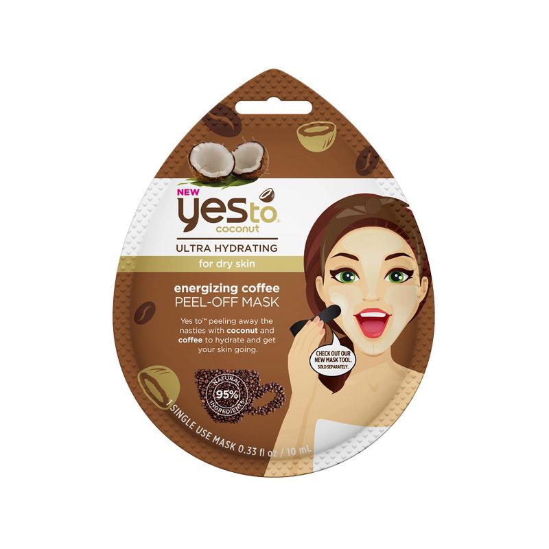 Yes To Coconut Energizing Coffee Peel Off Single Use Face Mask - 0.33 fl oz