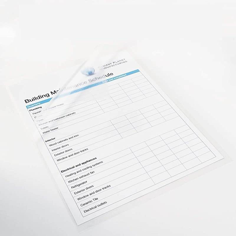 Laminating Sheets 9 x 12 inches Permanent Adhesive 3 mil Thickness 50 Clear Laminating Sheets 255051