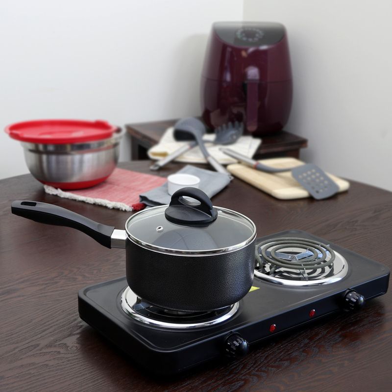 Oster Clairborne 2.5 Quart Aluminum Sauce Pan with Lid in Charcoal Grey