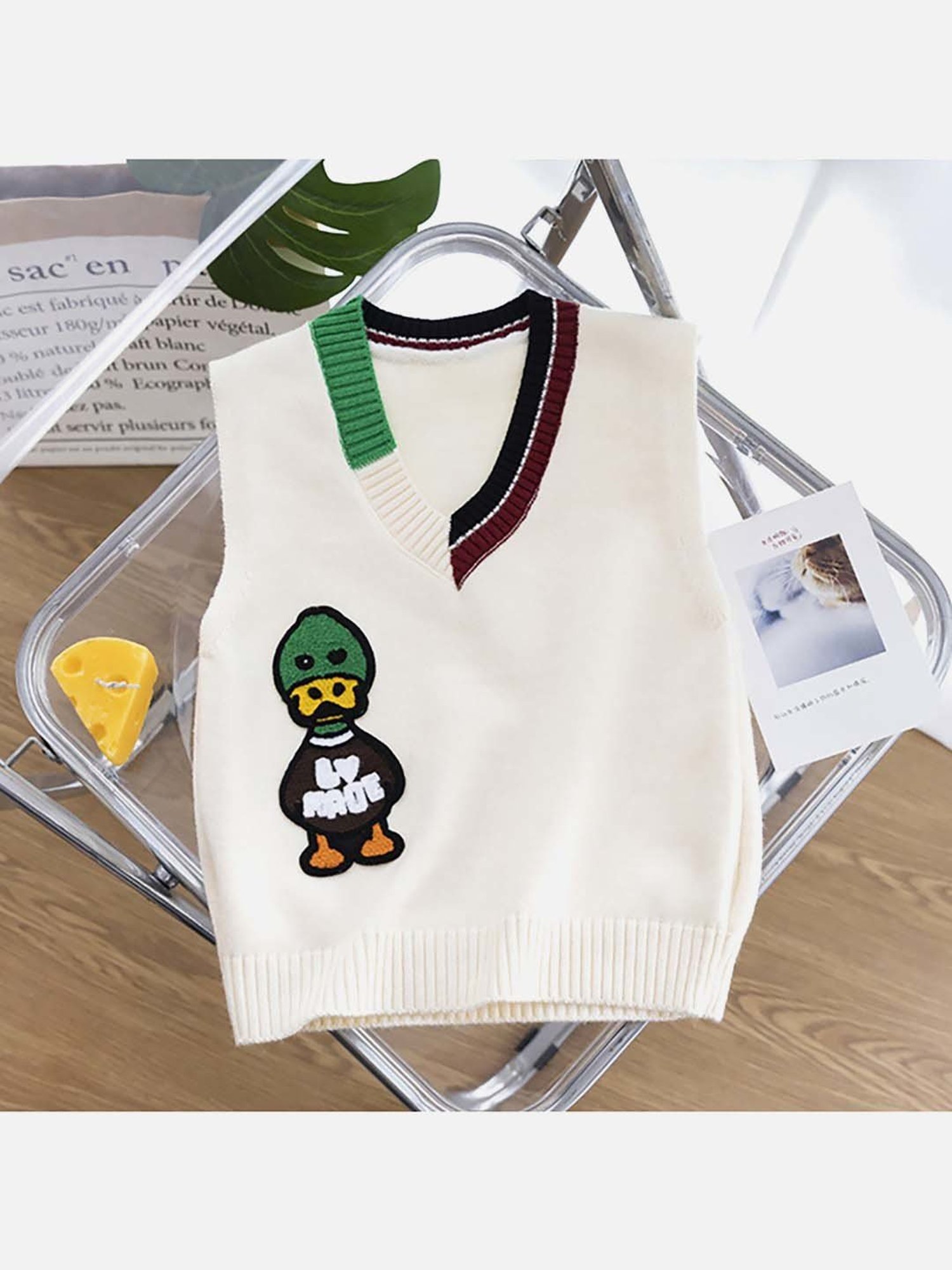 Little Surprise Box Kids Cream Printed Sweater