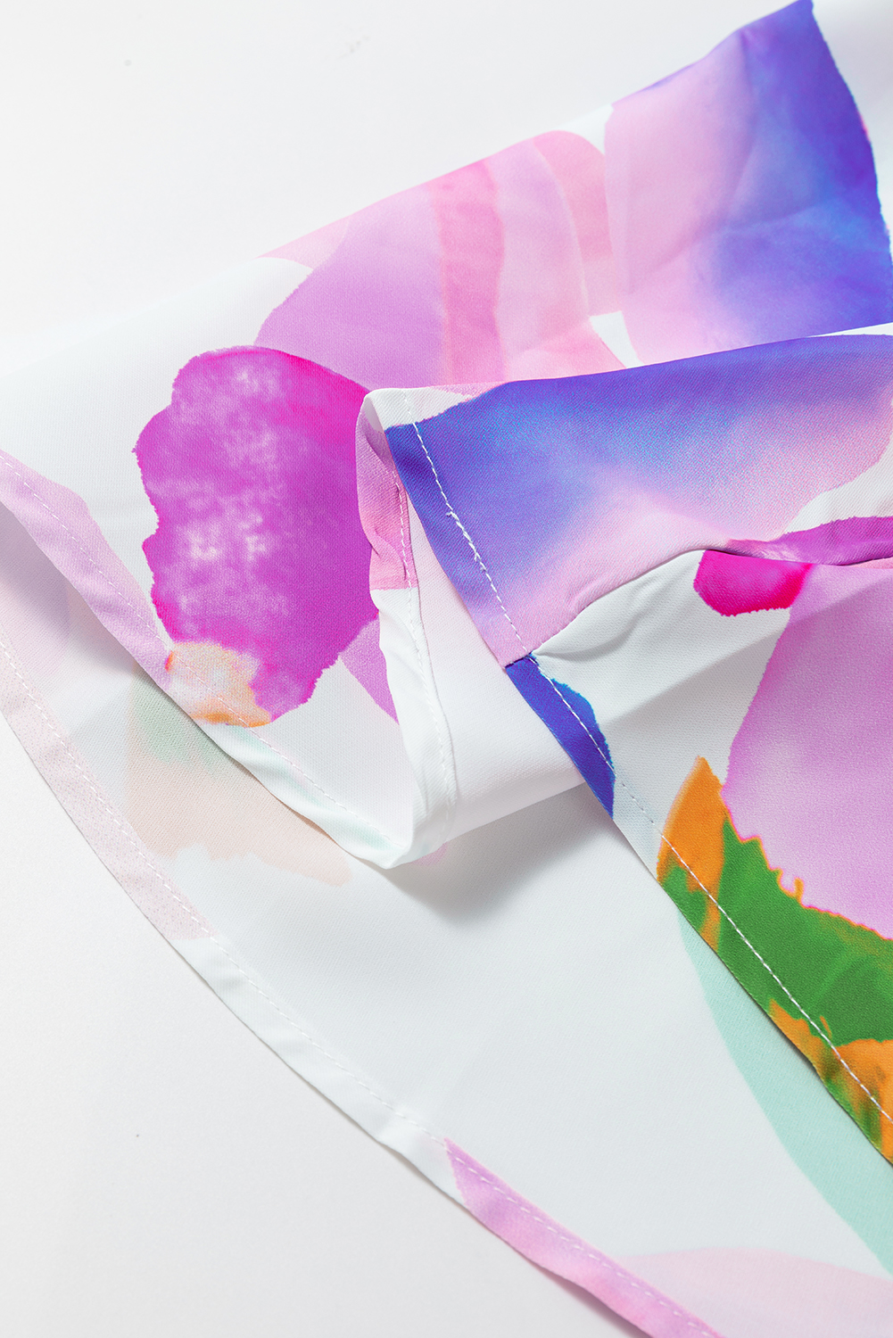 Multicolor Boho Floral Collared Long Sleeve Dress