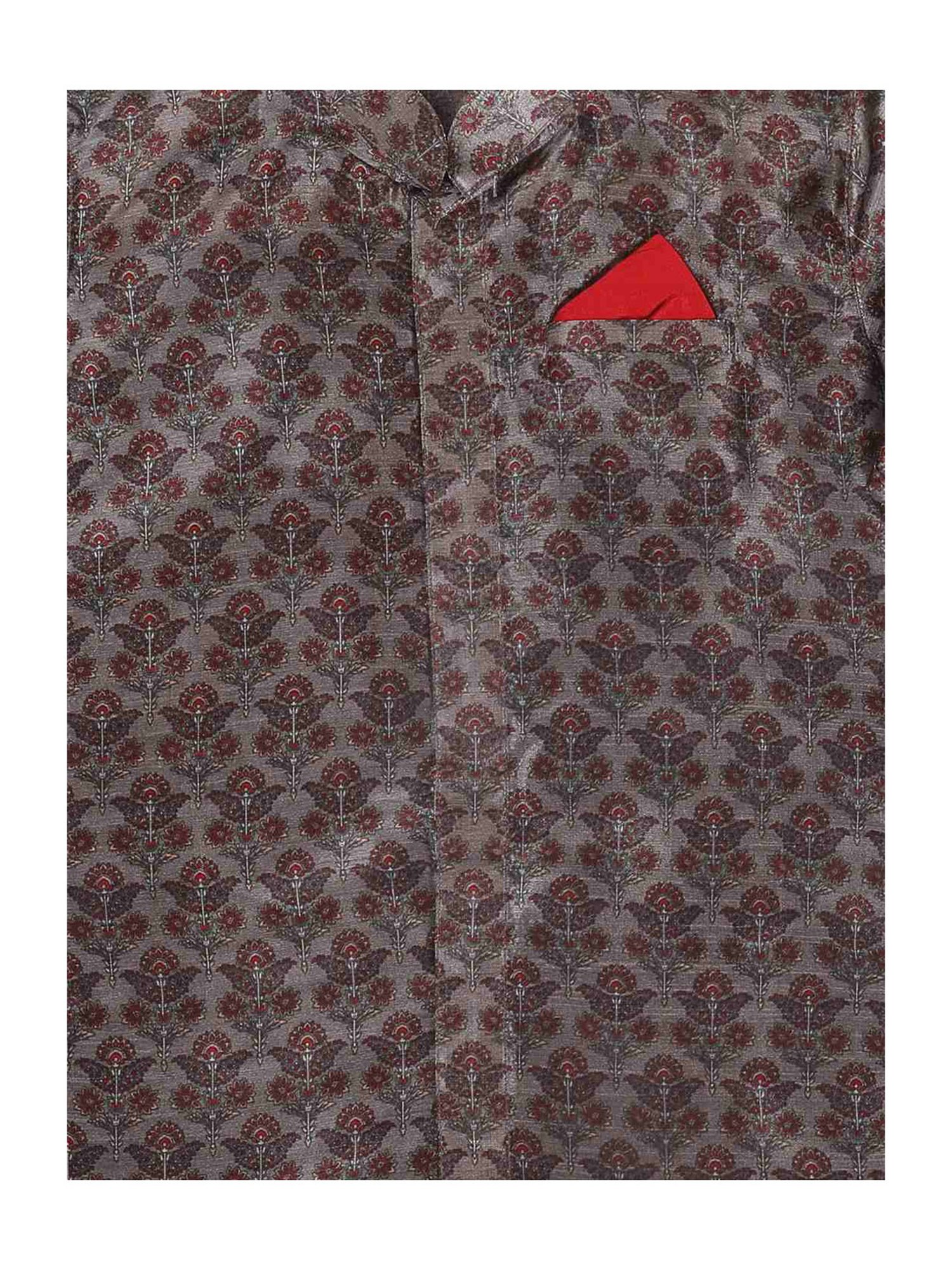 VASTRAMAY SISHU Grey & Red Floral Print Kurta Set