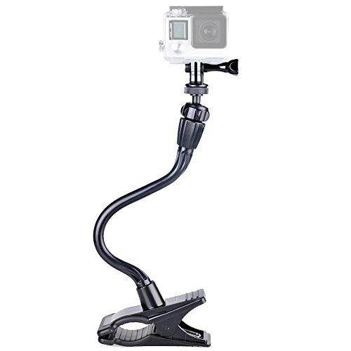 Smatree Ajustable Jaws Flex Clamp Mount 13.4" Gooseneck Extension for GoPro Hero Fusion/6/5/4/3+/3/2/1/Session / for Ricoh Theta S, M15/for Webcam C920/for Compact Cameras(1/4" thread)