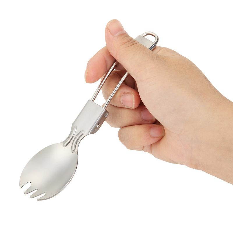 Camping Hiking Cook Picnic Foldable Spoon Traveller Spork Stainless Steel Fork