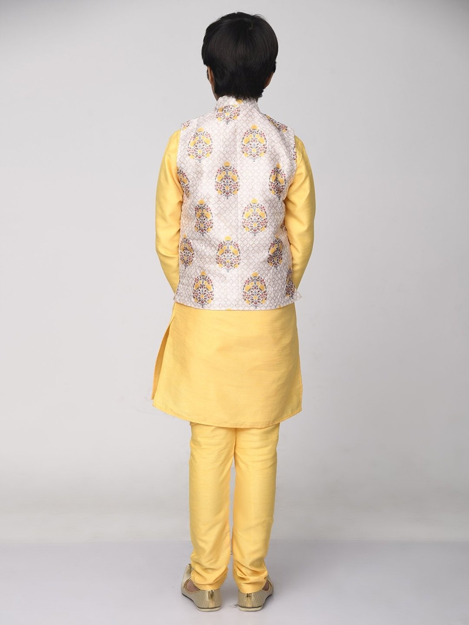 Lilpicks Kids Yellow Printed Full Sleeves Kurta Set