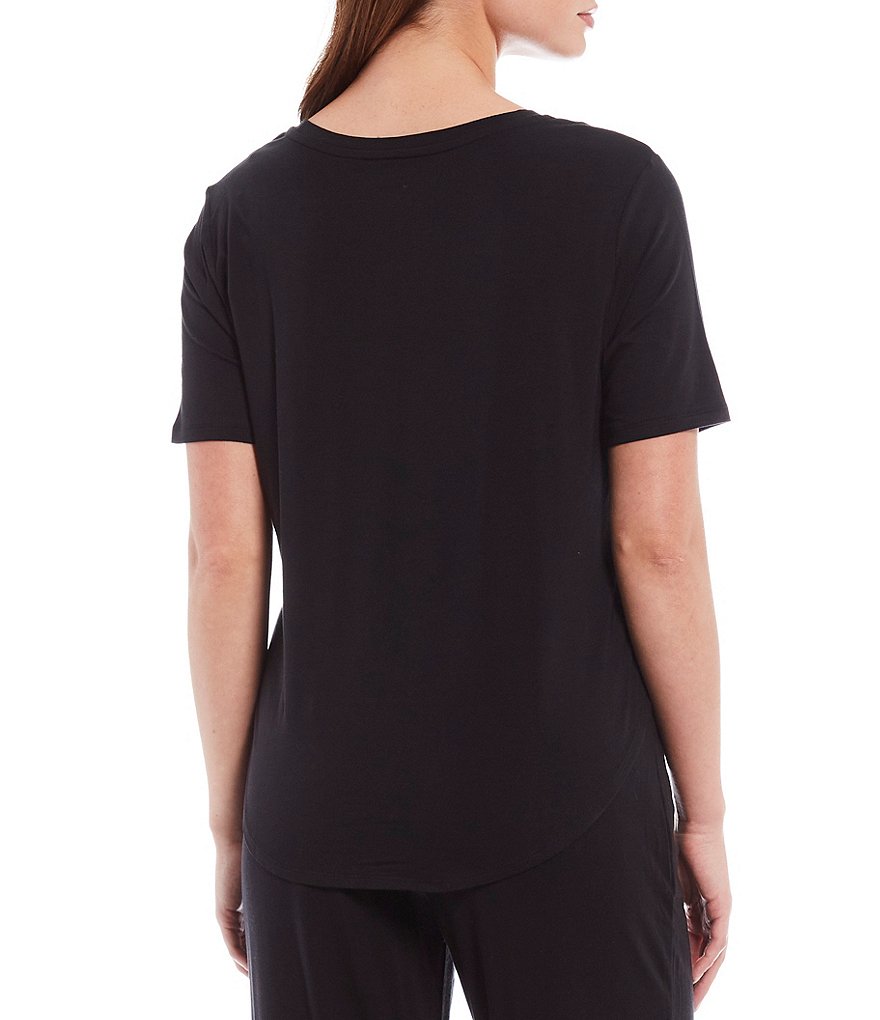 Nottibianche Solid Jersey Short Sleeve Knit Lounge Top