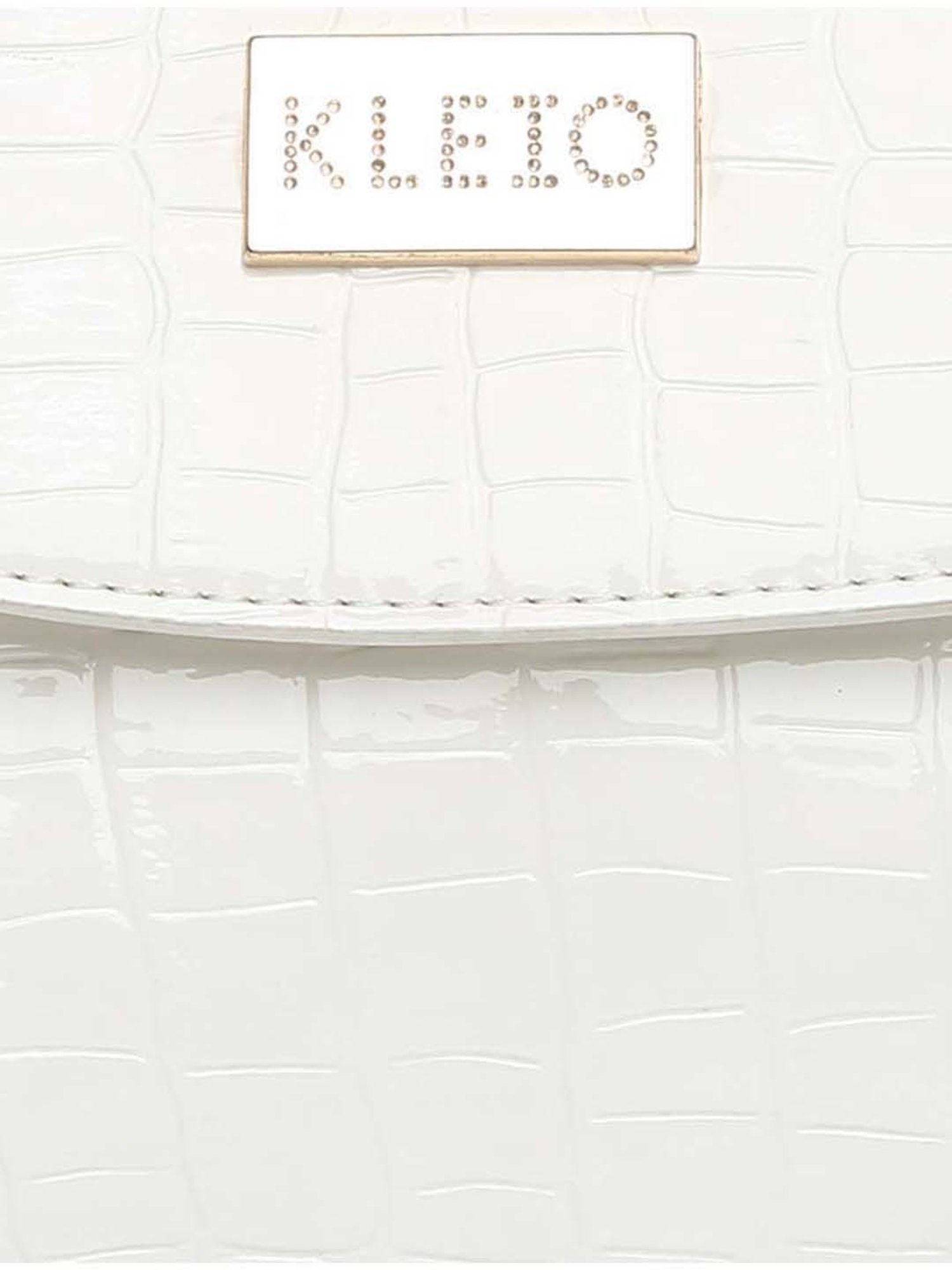 KLEIO White Textured Medium Shoulder Bag