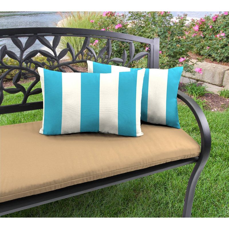 Outdoor Throw Pillow Set Jordan Manufacturing Washed Turquoise White