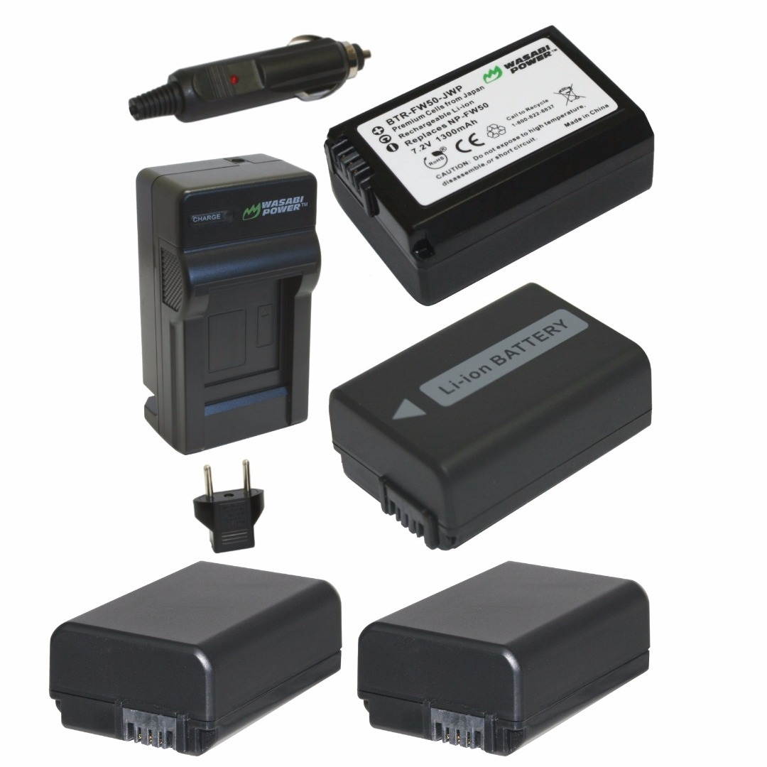 Wasabi Power Sony NP-FW50 Compatible Batteries & Charger (4 Batteries/1 Charger)