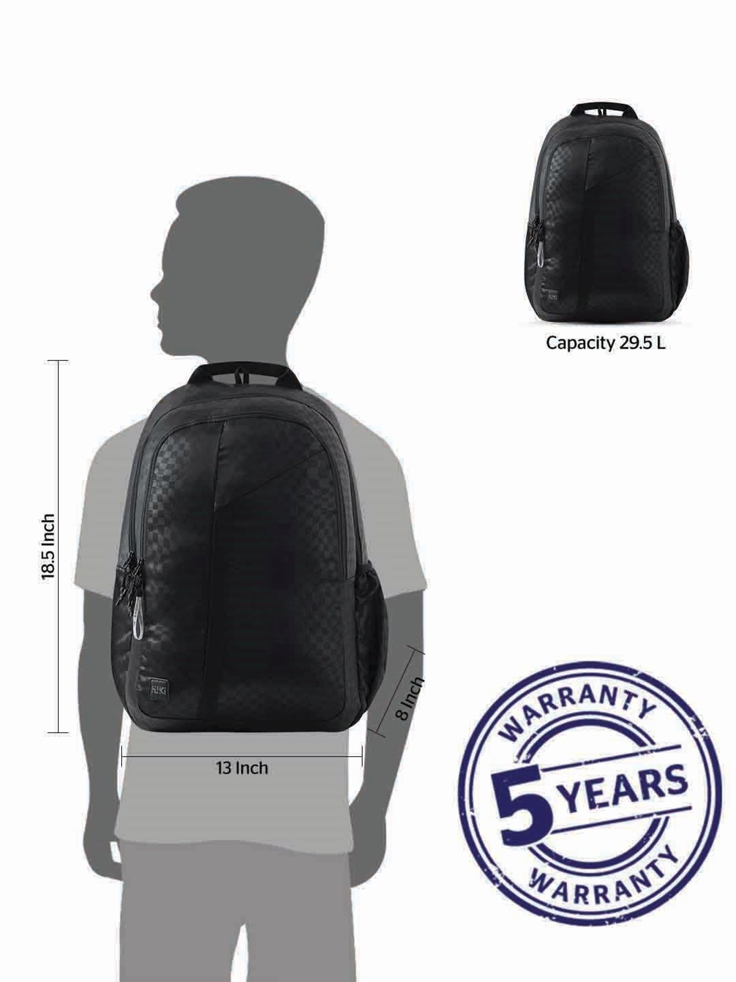 Wiki Back to School 1 Black Polyester Printed Backpack - 30 Ltrs