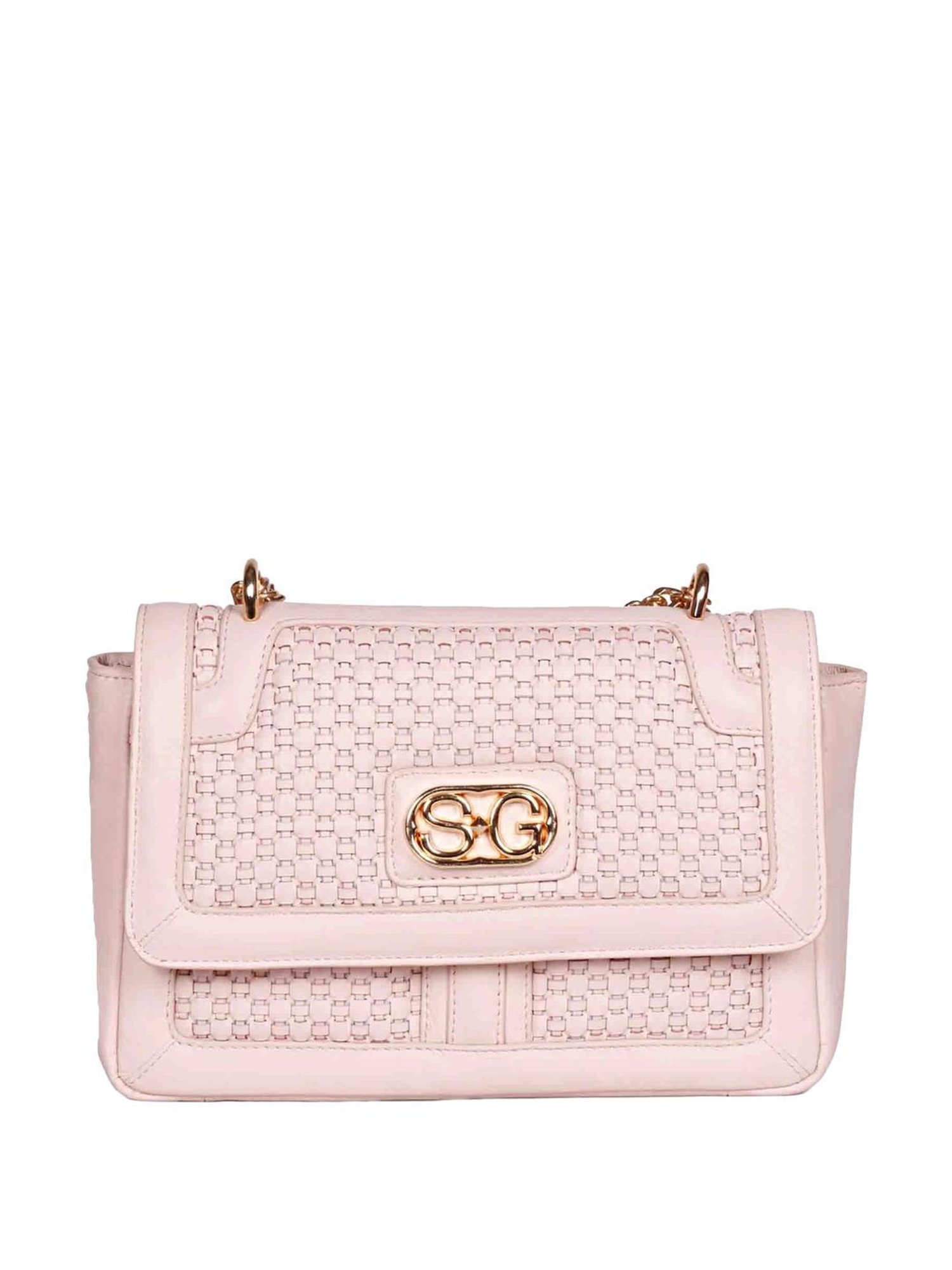 Saint G Pink Textured Medium Sling Handbag