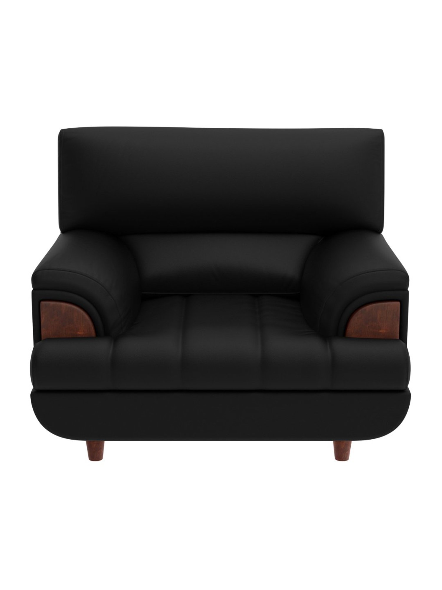 Godrej Interio Bayflow Black Leatherette 1 Seater Sofa