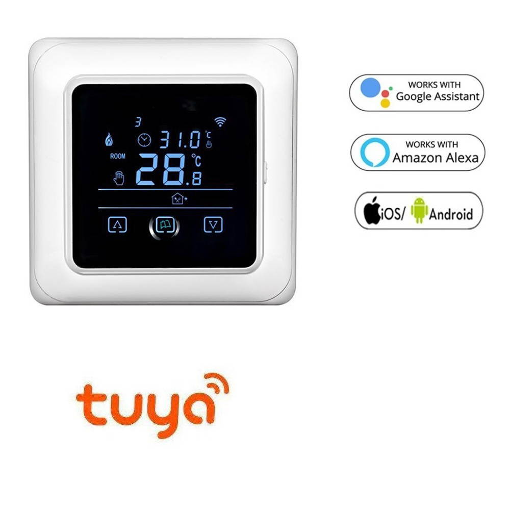 Touch Screen and Voice Control Smart Thermostats for Electric Heating in Home, Week Programmable, Temperature Controller with LCD Display, Compatible with Alexa, Amazon Echo, Google Home - 	
ME108 16A