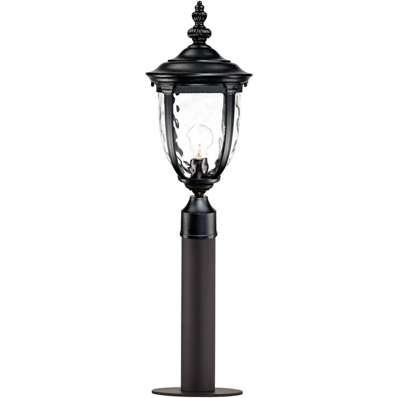 John Timberland Outdoor Post Light Fixture LED Matte Black 33" Clear Hammered Glass for Exterior House Porch Patio Garden Yard