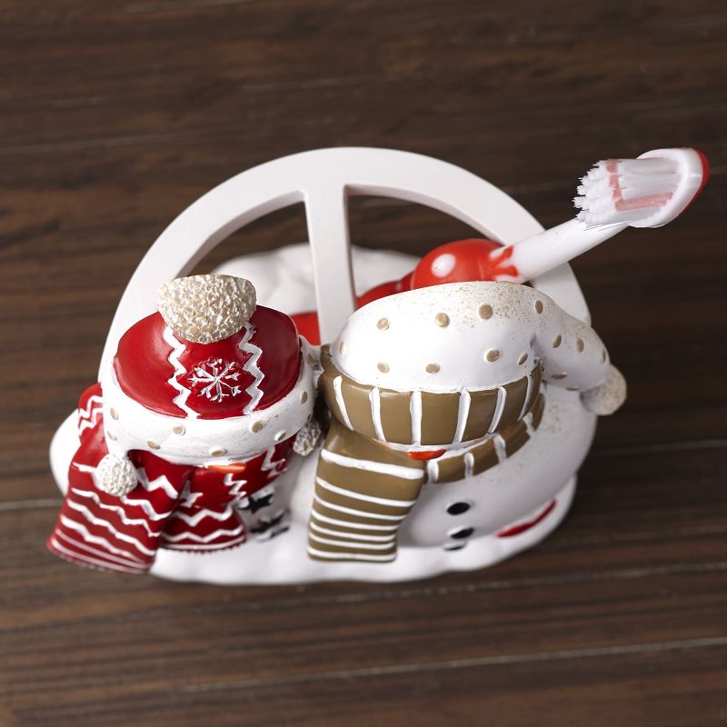Lakeside Snowmen Toothbrush Holder - Christmas Bathroom Decoration