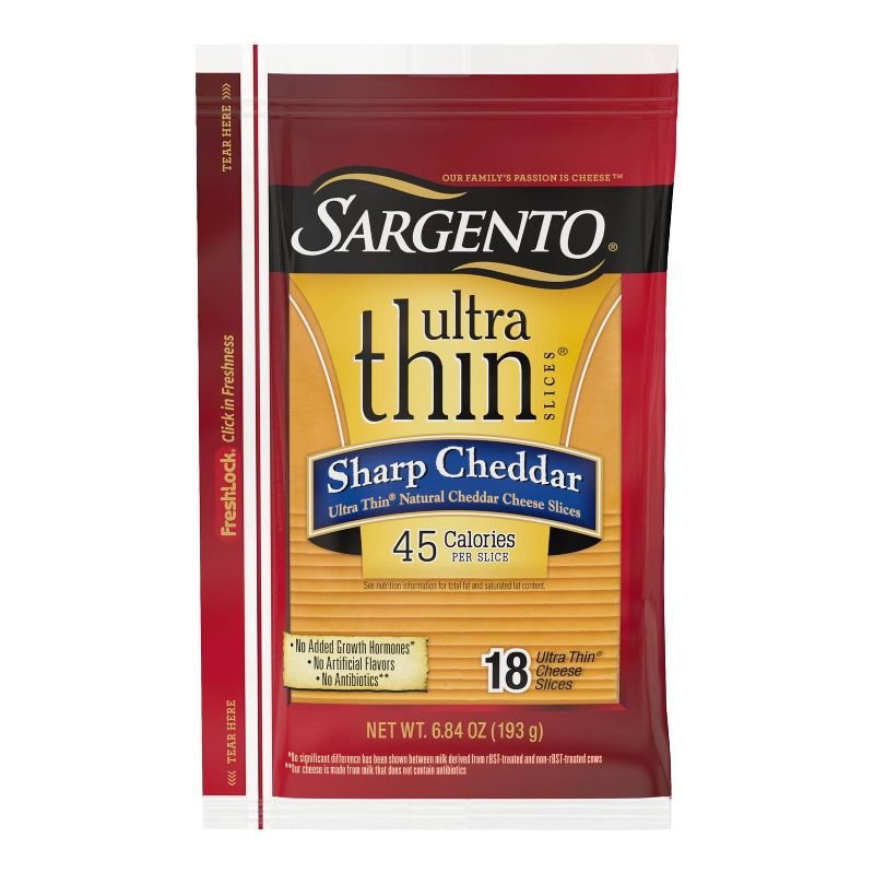 Sargento Ultra Thin Natural Sharp Cheddar Cheese Slices - 18ct