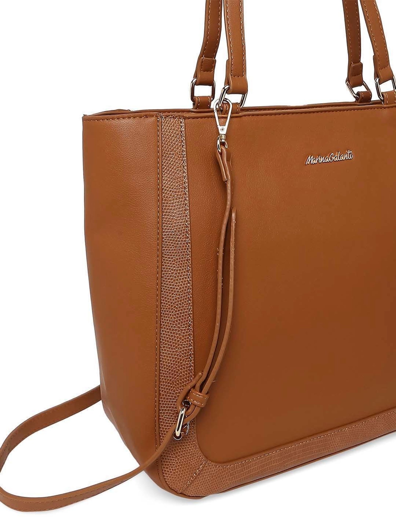 Marina Galanti Brown Solid Medium Tote Handbag