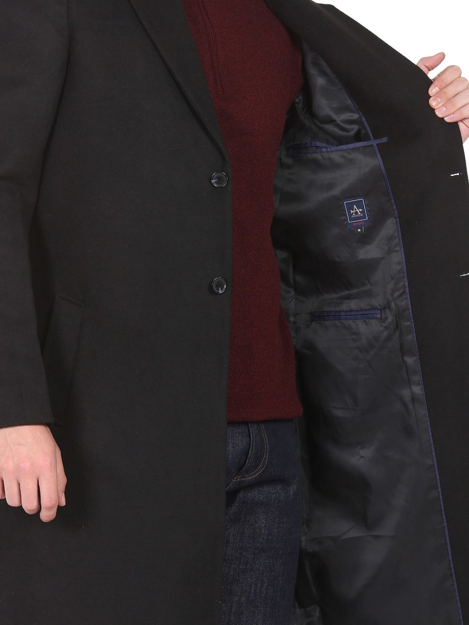 Arrow Sports Black Regular Fit Texture Waistcoat