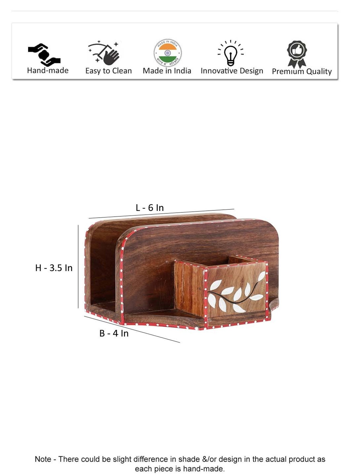 VarEesha Snow Leaf Brown Sheesham Wood Tissue Holder
