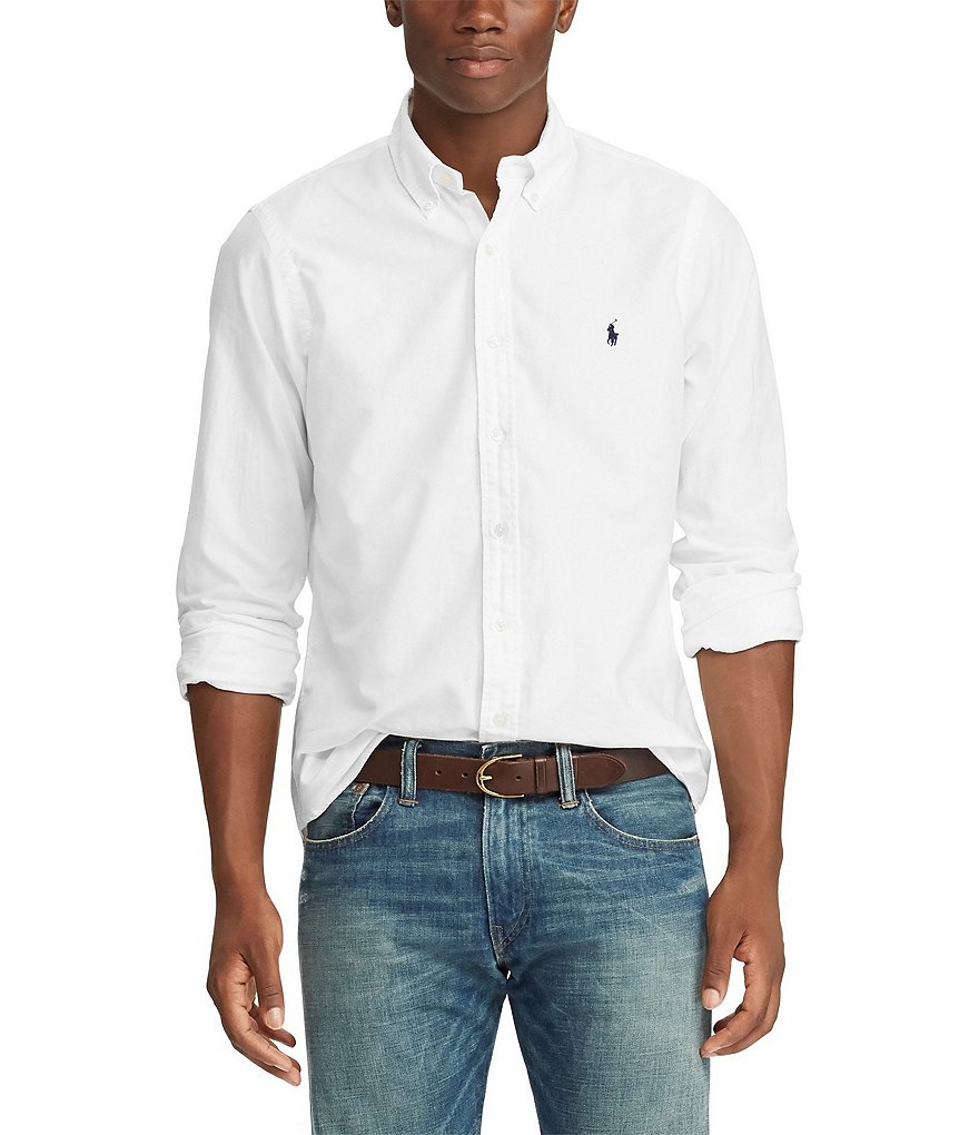 Polo Ralph Lauren Big & Tall Solid Garment-Dye Oxford Long-Sleeve Woven Shirt