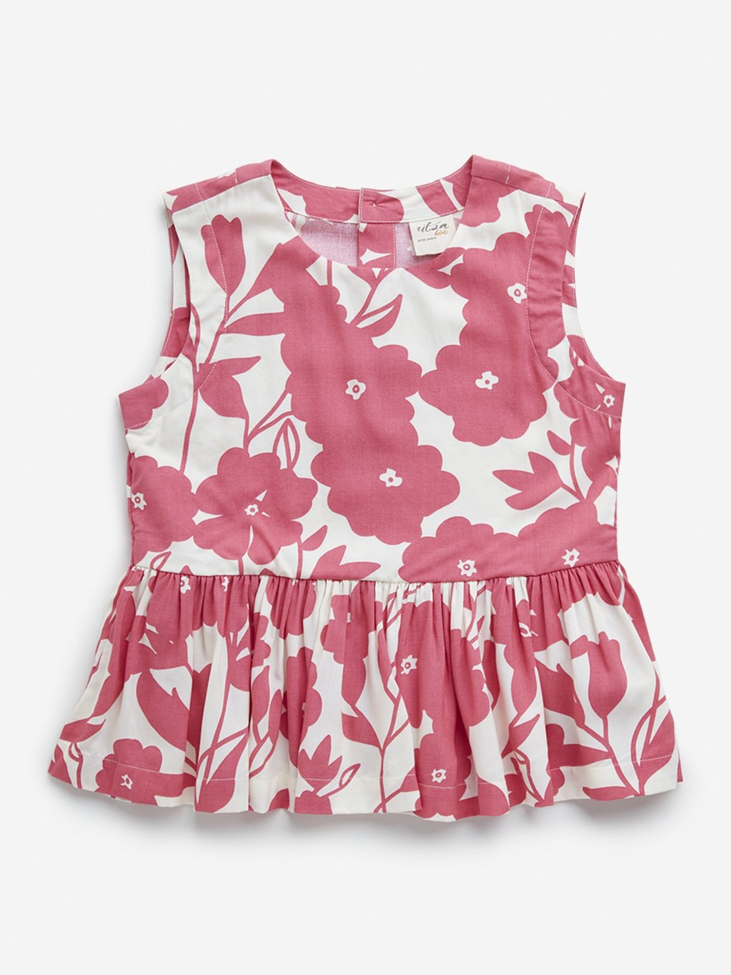 Utsa Kids by Westside Pink Floral Print Peplum Top