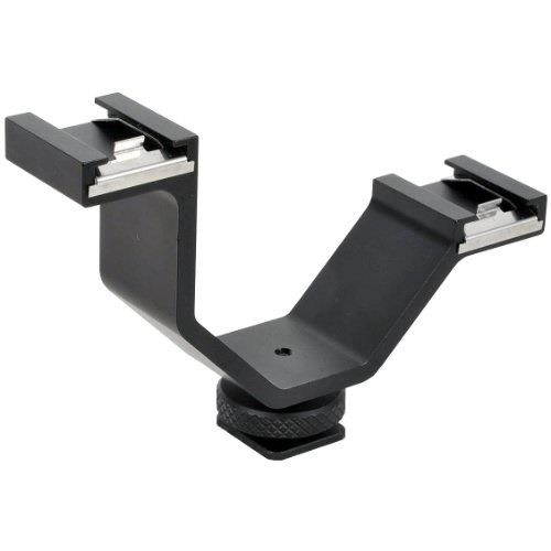 opteka vb20 heavy duty video light/microphone dual cold shoe splitter bracket